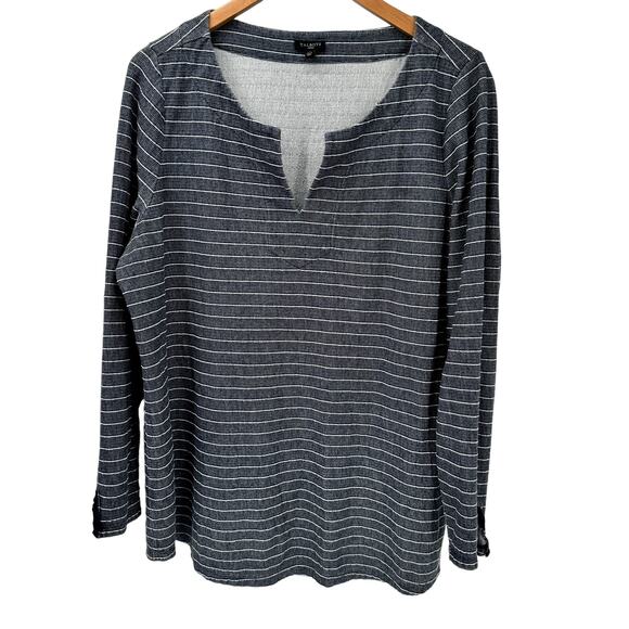Talbots Tunic Womens 2X Blue Stripe Pullover V-Neck Long Sleeve Comfy Coastal - Picture 1 of 6